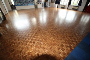 Parquet wood floor after sanding