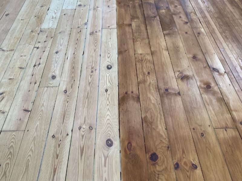 pine floor staining