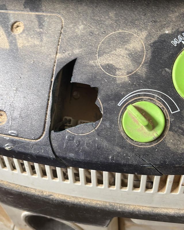 Accidents will happen. We made a hole in our dust extractor today! If you can’t fix it duct tape, you’re not using enough duct tape!